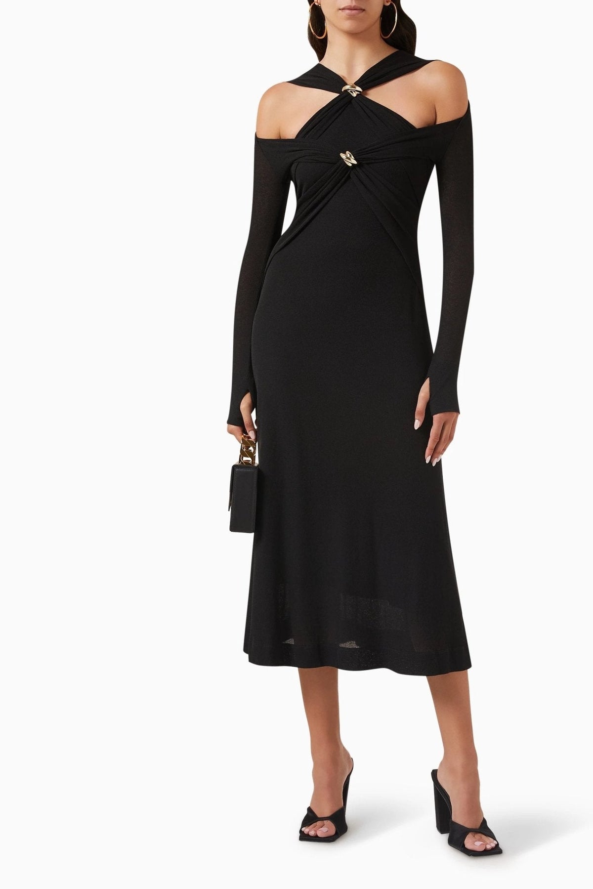Modern Nita Cut-out Cross Bodice Midi Knit Dress