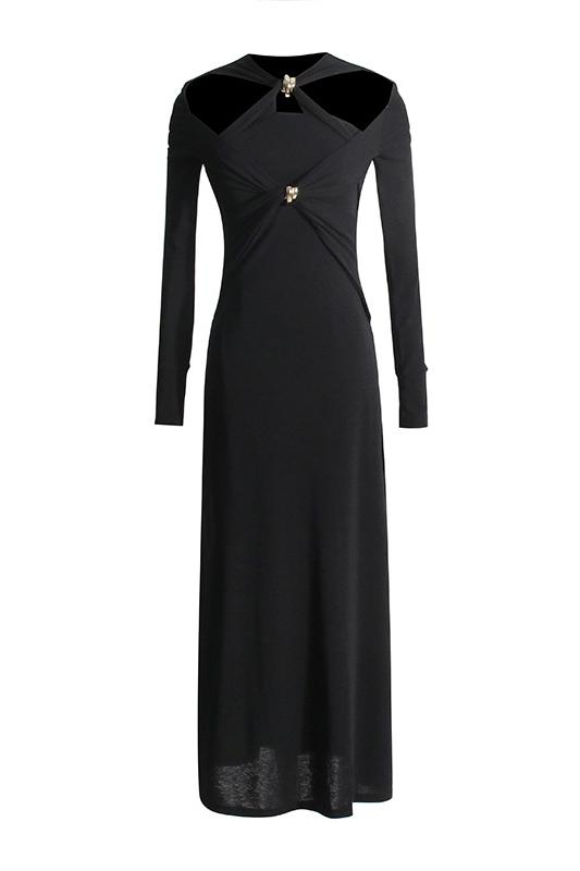 Modern Nita Cut-out Cross Bodice Midi Knit Dress