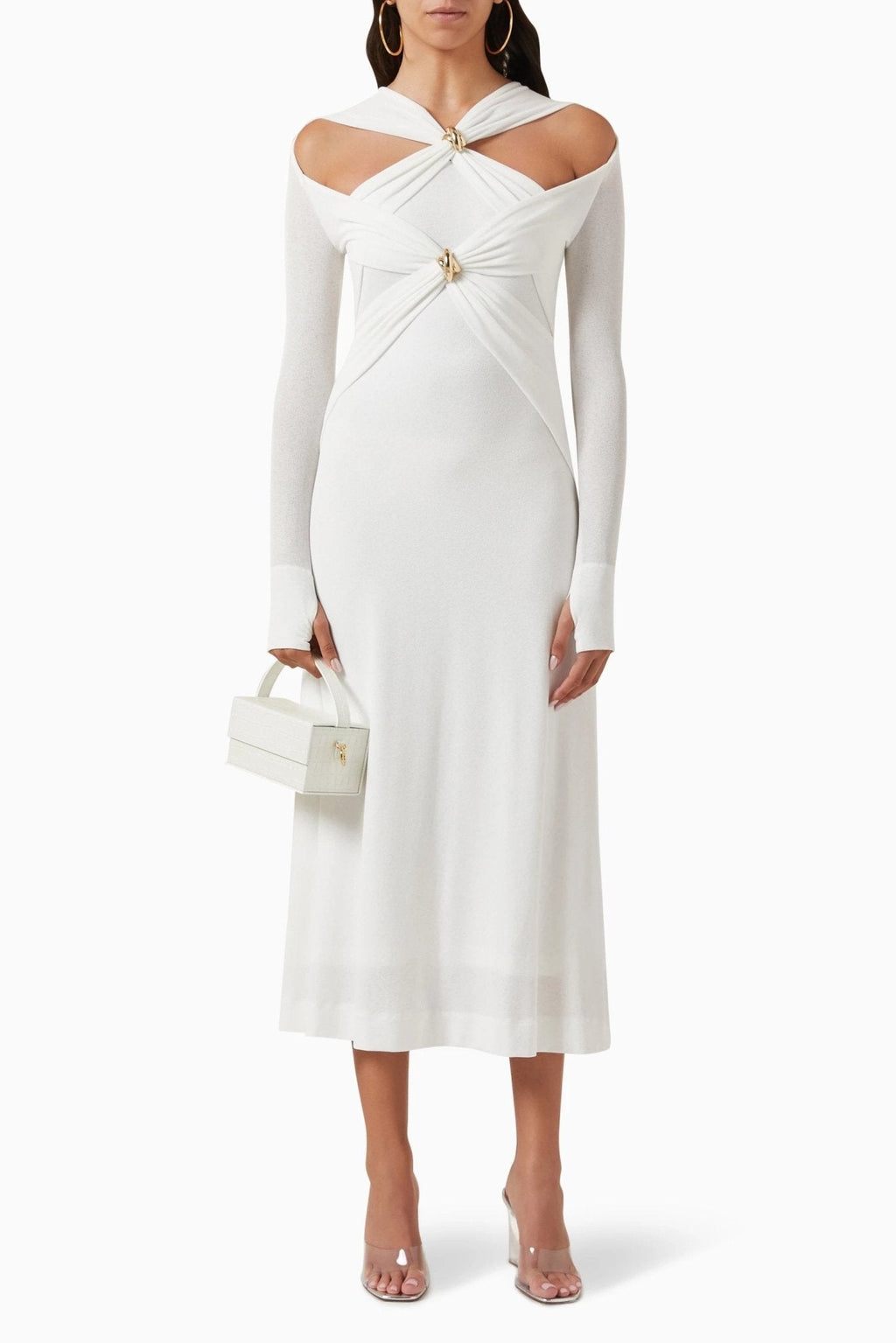 Modern Nita Cut-out Cross Bodice Midi Knit Dress