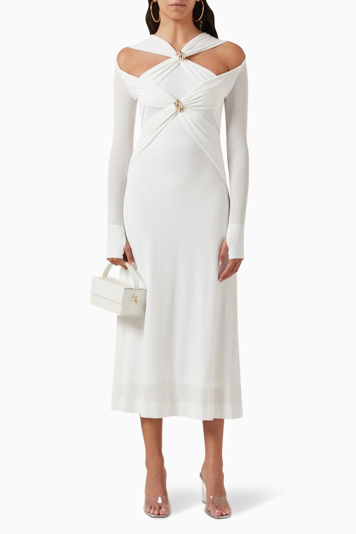 Modern Nita Cut-out Cross Bodice Midi Knit Dress