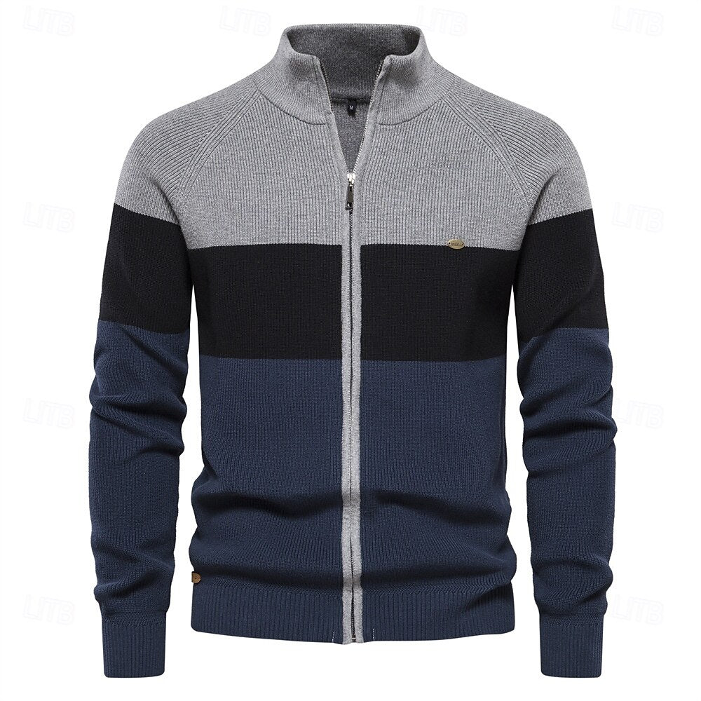 Breathable Knit Cardigan with Zip Front
