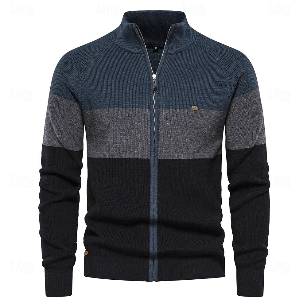 Breathable Knit Cardigan with Zip Front