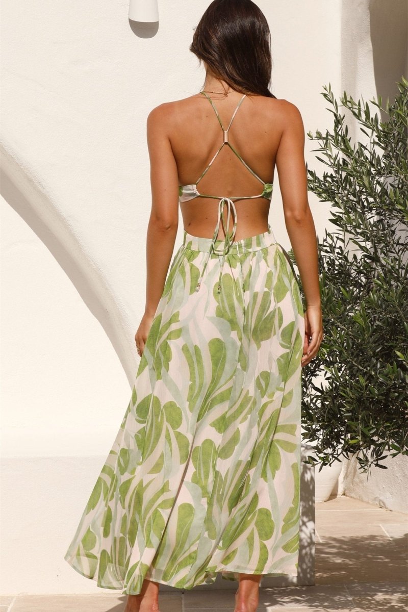 Olivia Flower Patterned Cut-out Midi-Length Dress
