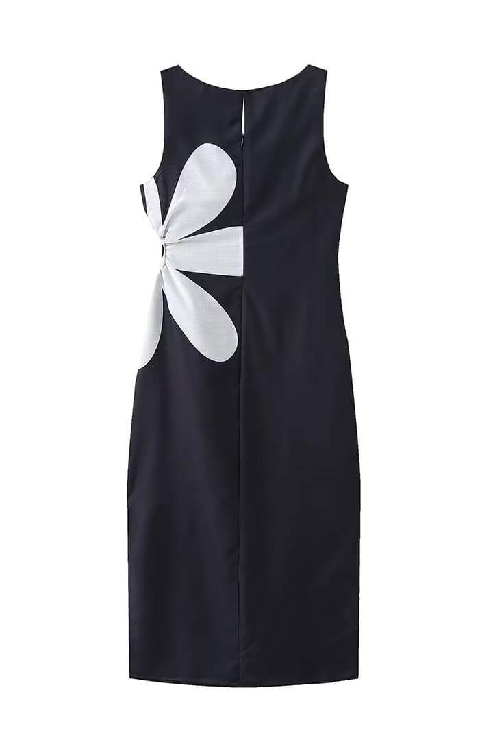 Ophelia Flower Patterned Cut-out Midi-Length Dress
