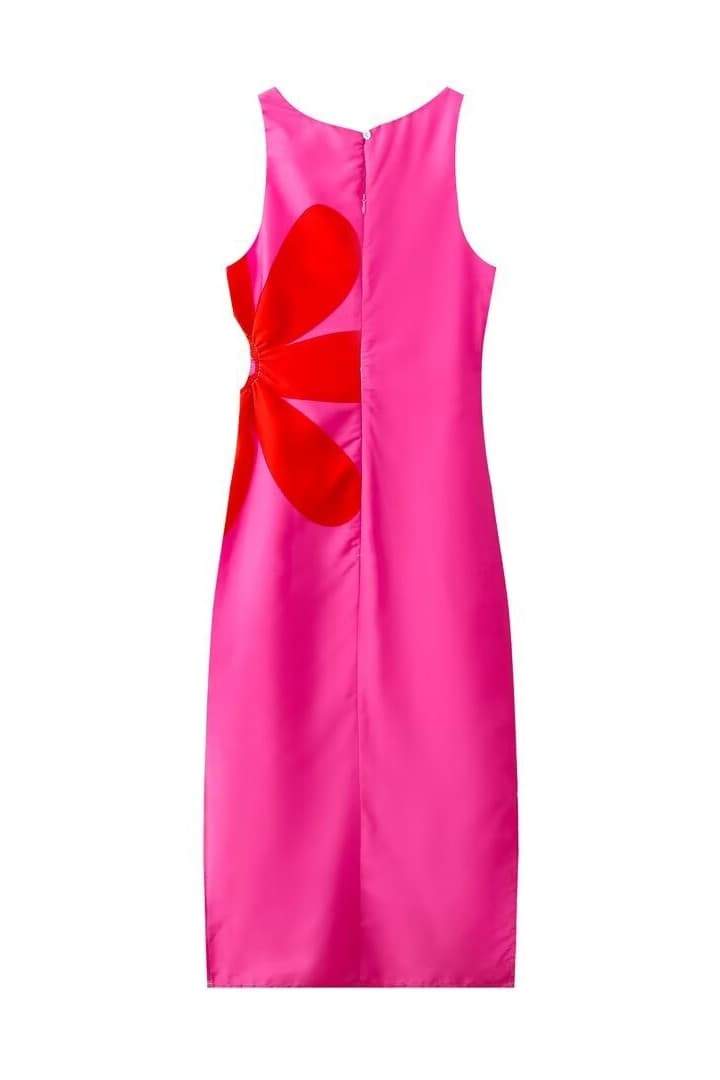 Ophelia Flower Patterned Cut-out Midi-Length Dress