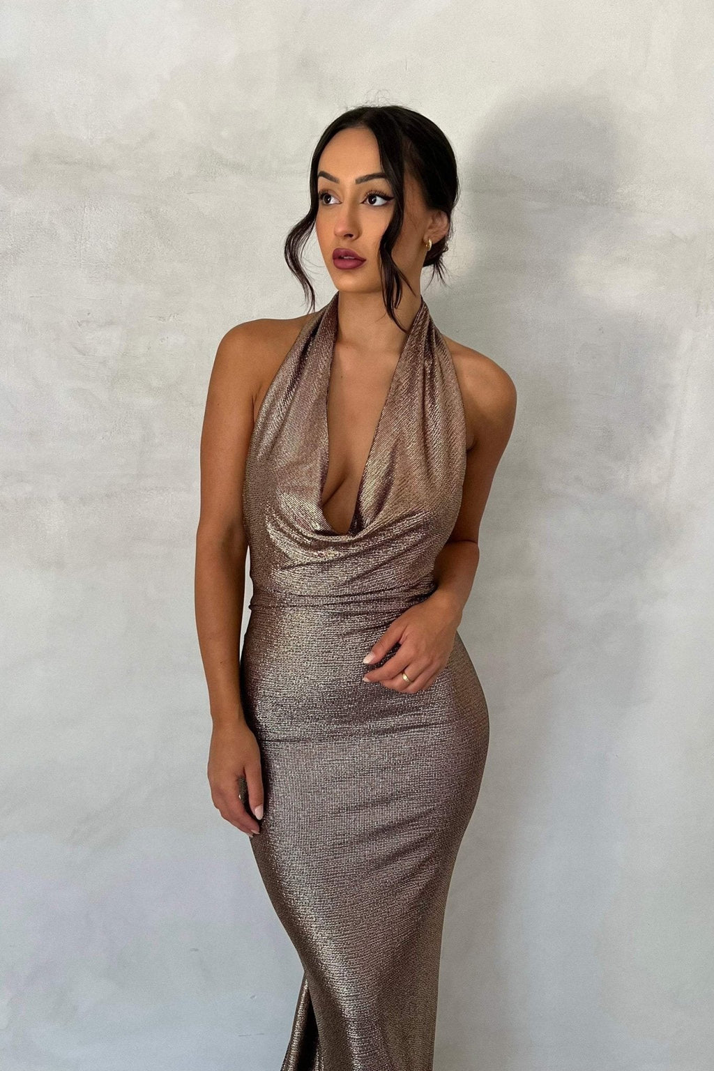 Ophelia Halterneck Open-Back Maxi-Length Dress