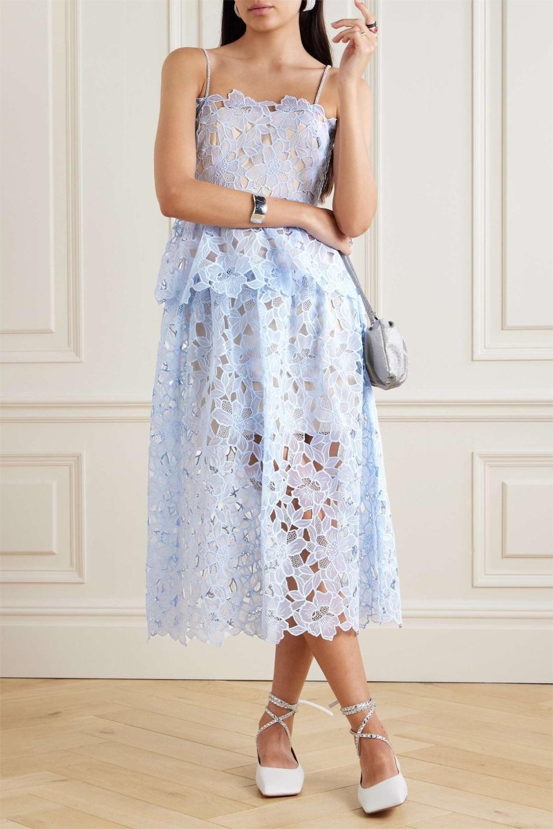 Ophelia Lace Tiered Cami Midi-Length Dress