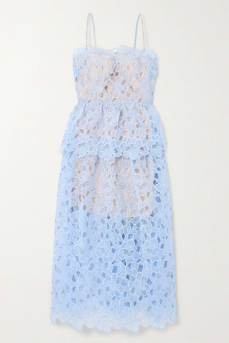 Ophelia Lace Tiered Cami Midi-Length Dress
