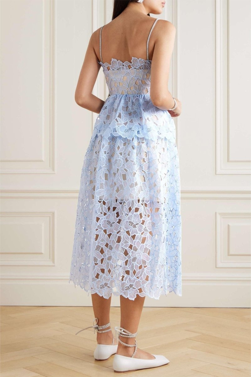 Ophelia Lace Tiered Cami Midi-Length Dress