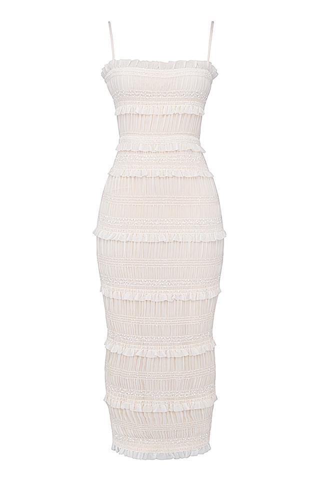 Orchid Pleated Trimed Slip Maxi-Length Dress