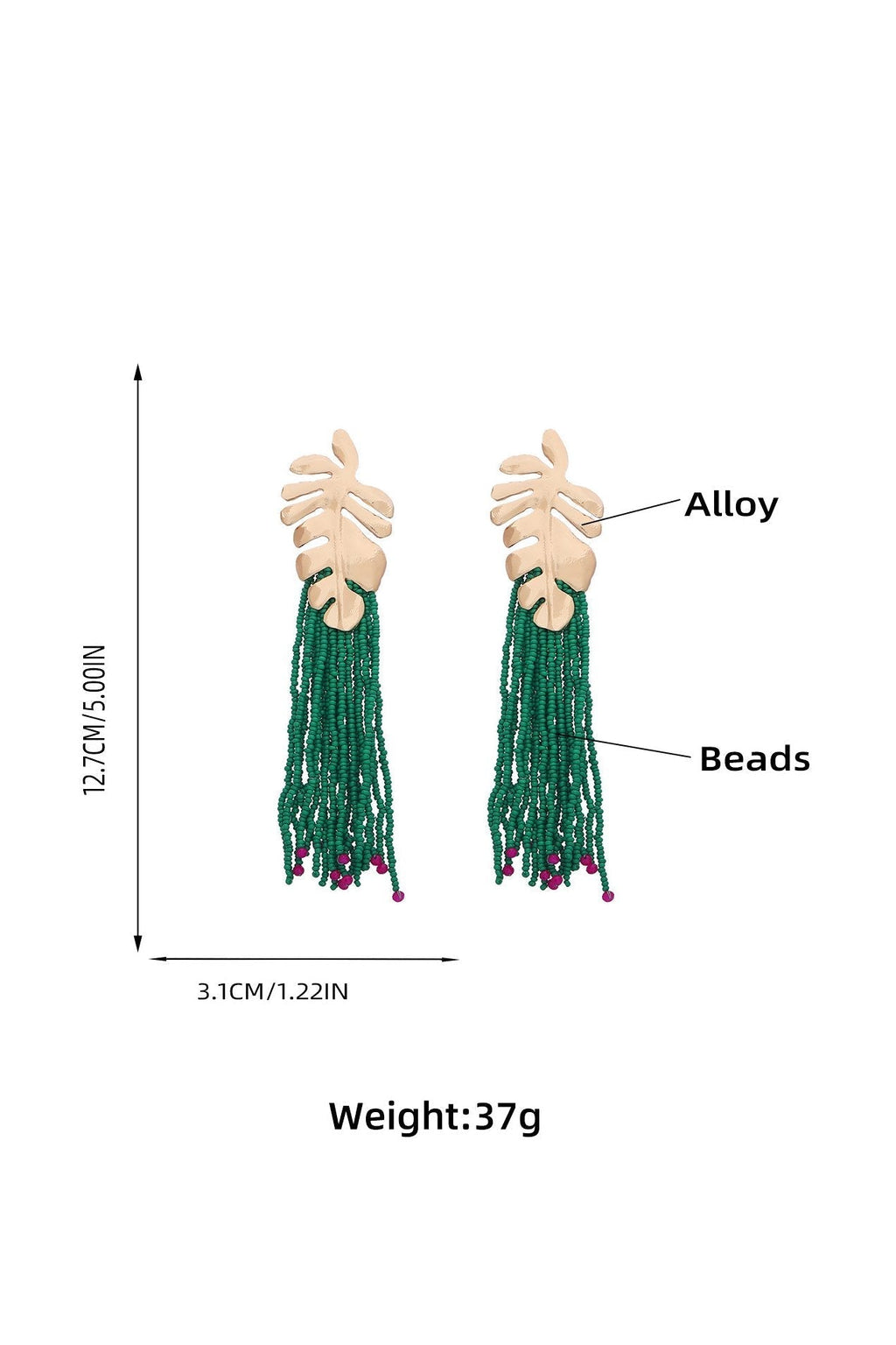 Statement Palm Frond Beads Tassel Earring