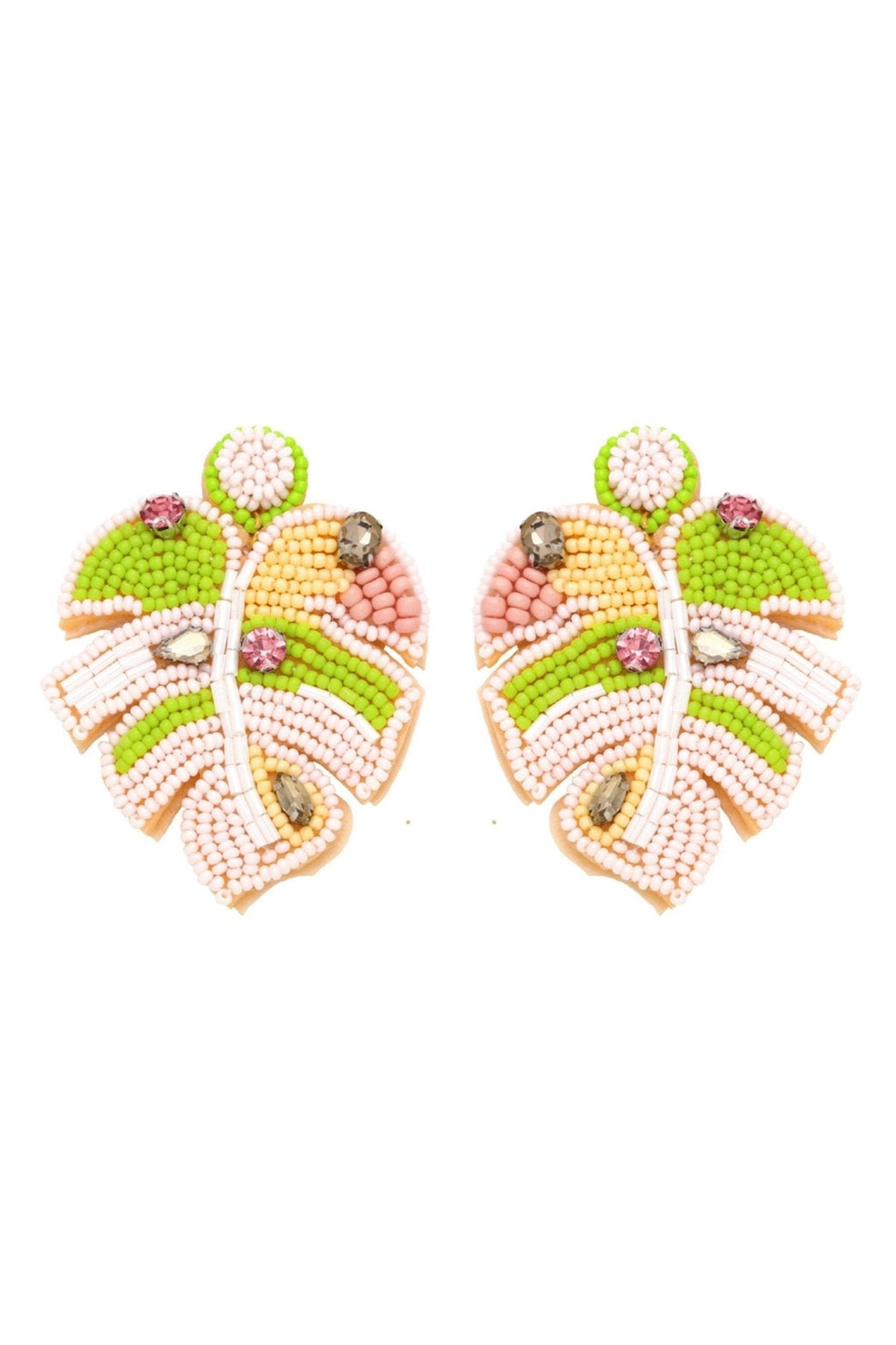 Statement Palm Leave Beaded Earrings