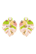 Statement Palm Leave Beaded Earrings