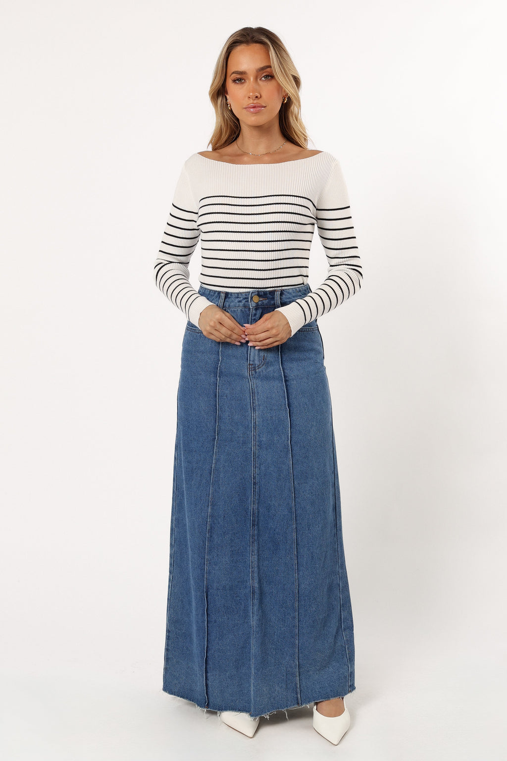 Modern Kiersten Knit Top - White Black