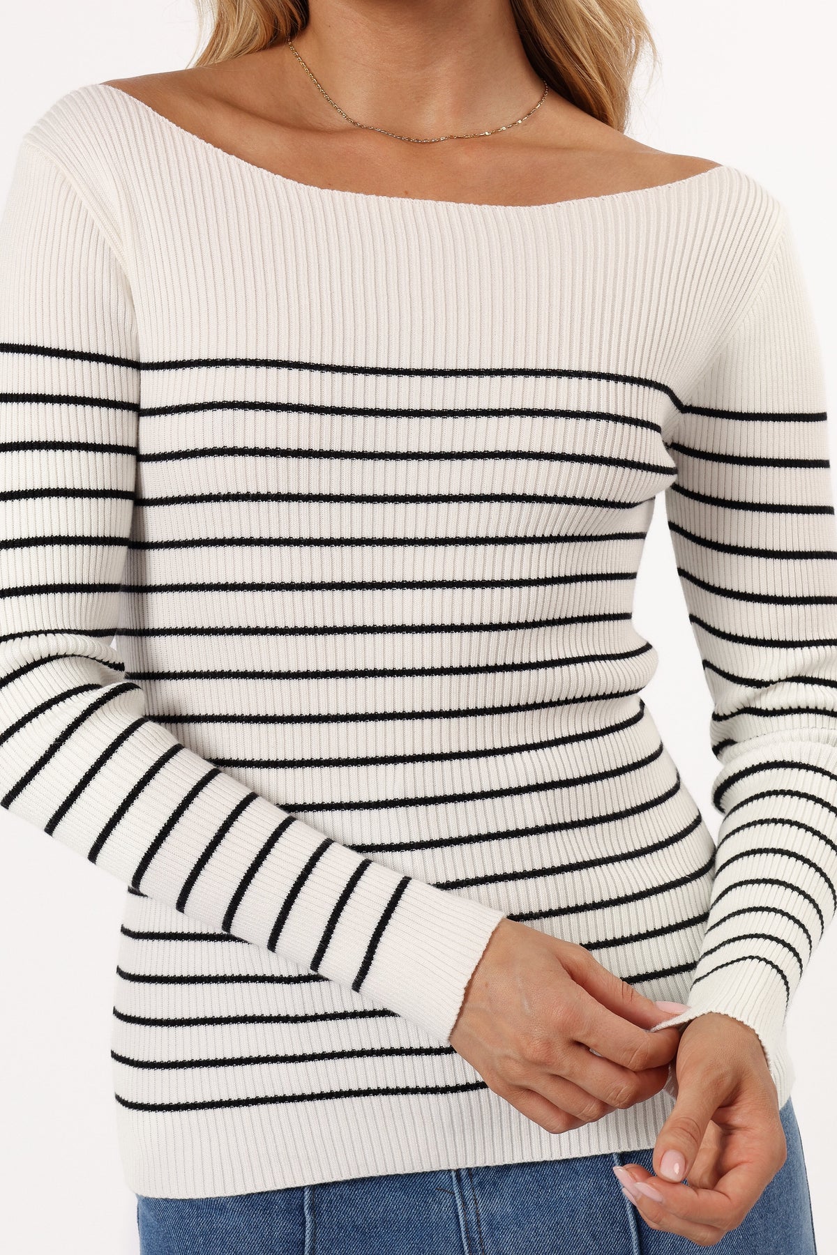 Modern Kiersten Knit Top - White Black
