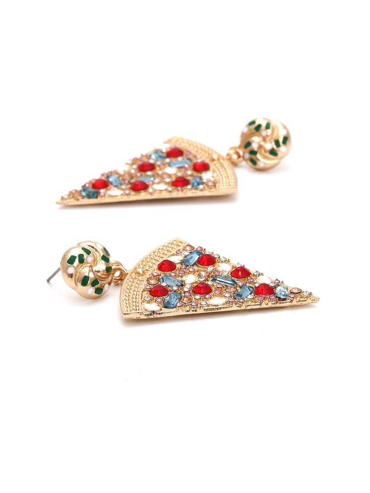 Statement Pizza Diamante Drop Earrings