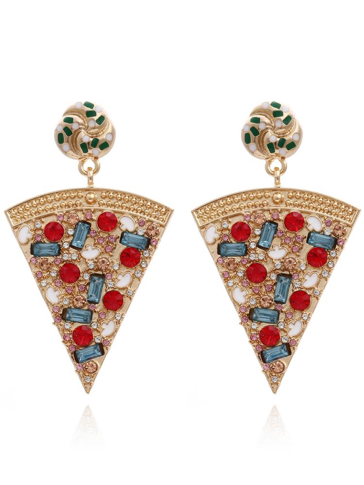 Statement Pizza Diamante Drop Earrings