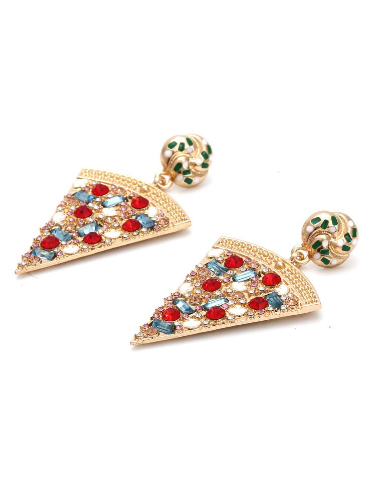 Statement Pizza Diamante Drop Earrings