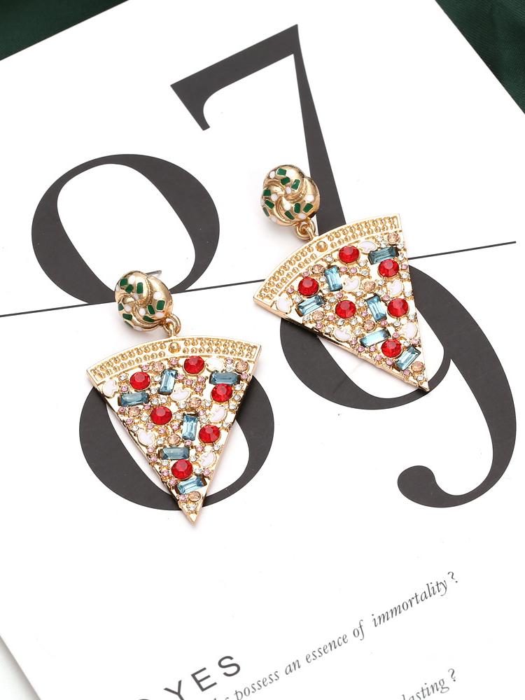 Statement Pizza Diamante Drop Earrings