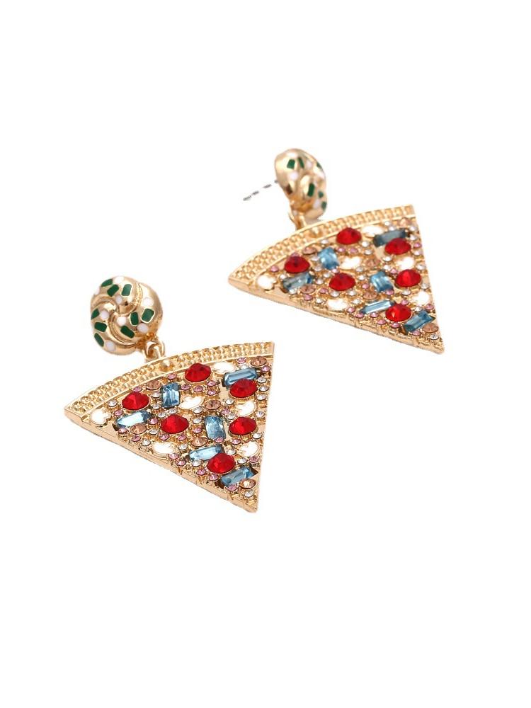 Statement Pizza Diamante Drop Earrings