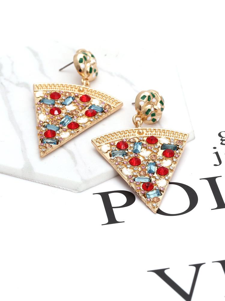 Statement Pizza Diamante Drop Earrings