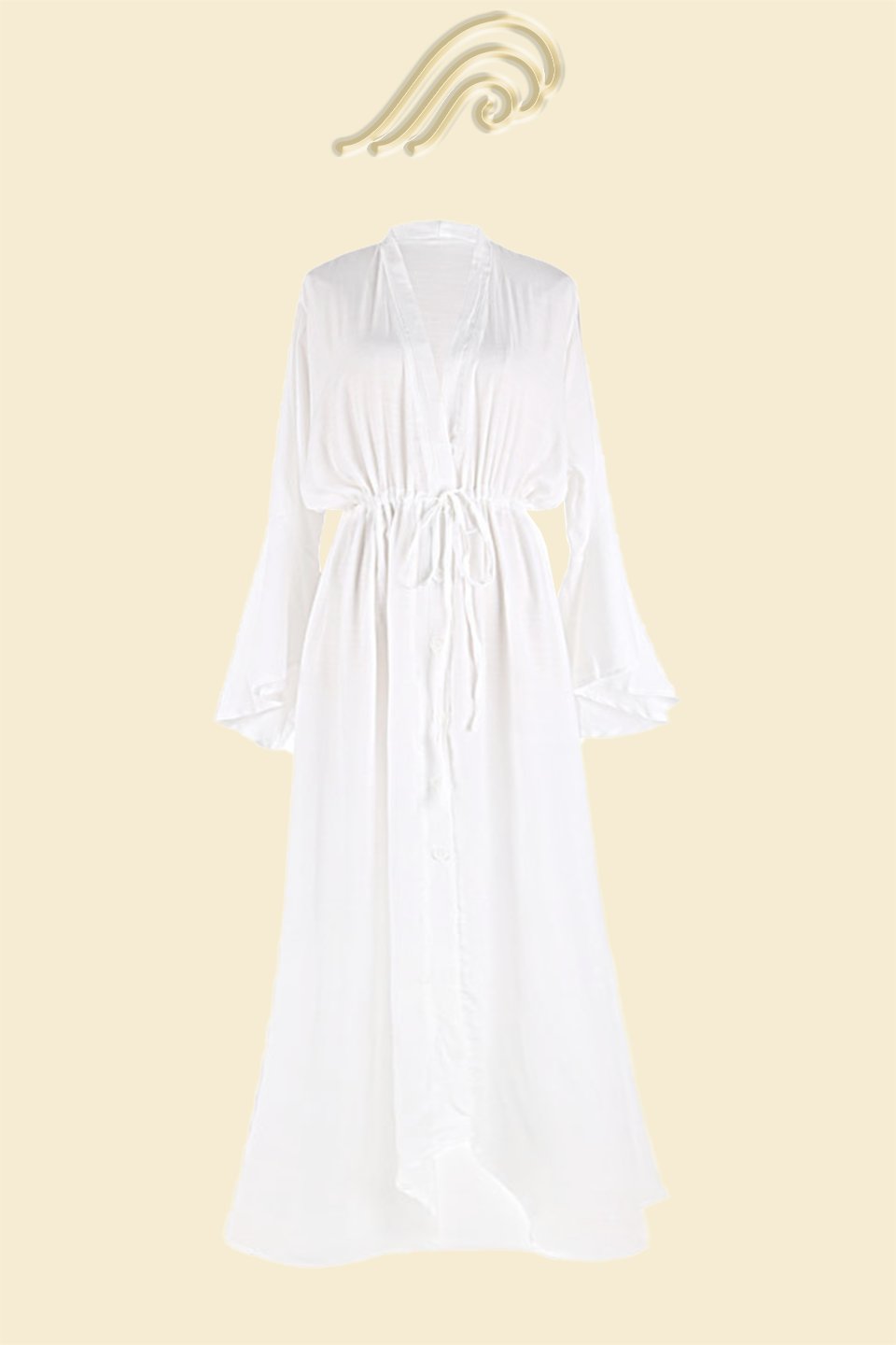 Modern Elvira Button-up Drawstring Maxi Cover-up