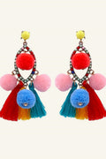 Statement Pom Pom Tassel Earrings