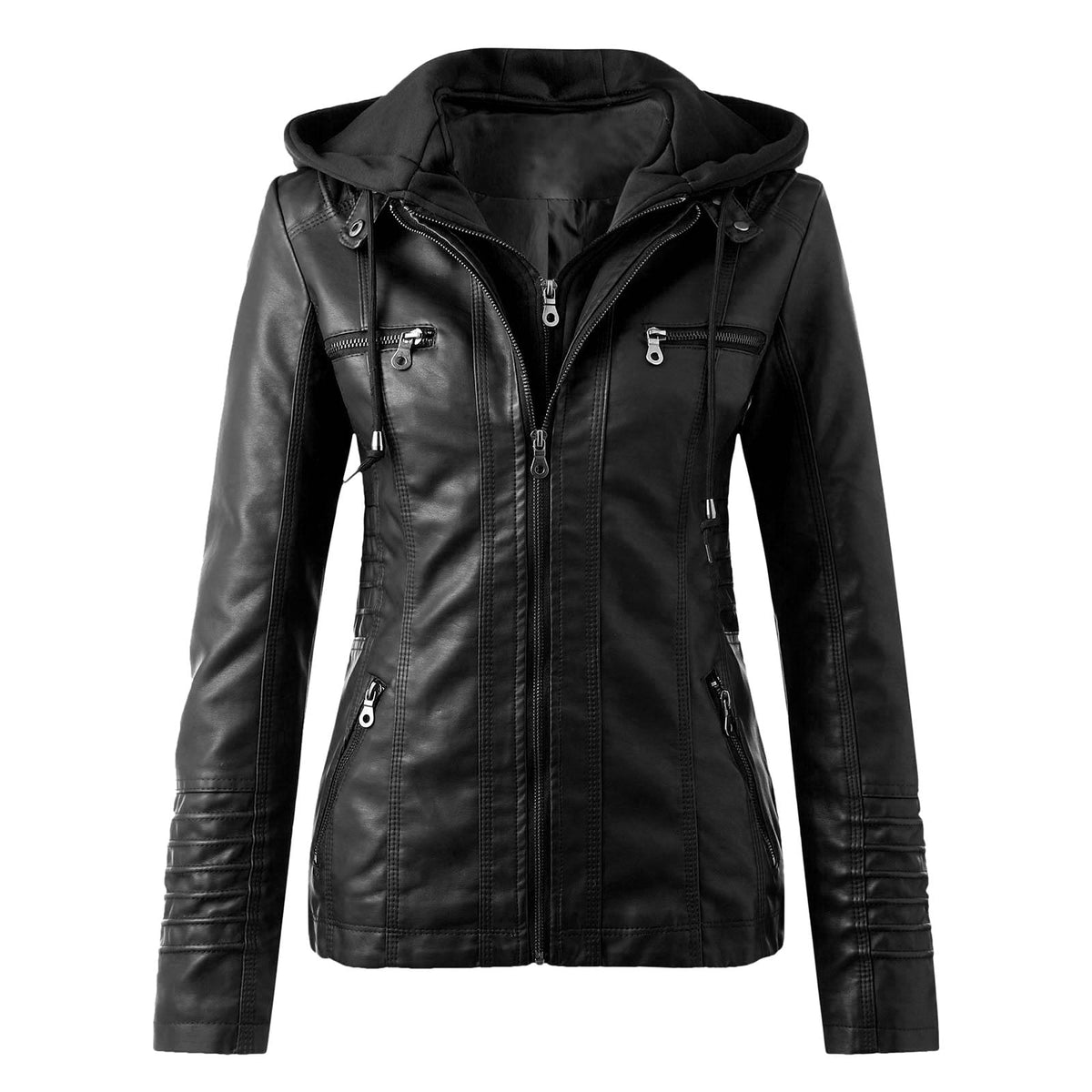 Modern Leather Jacket with Hood