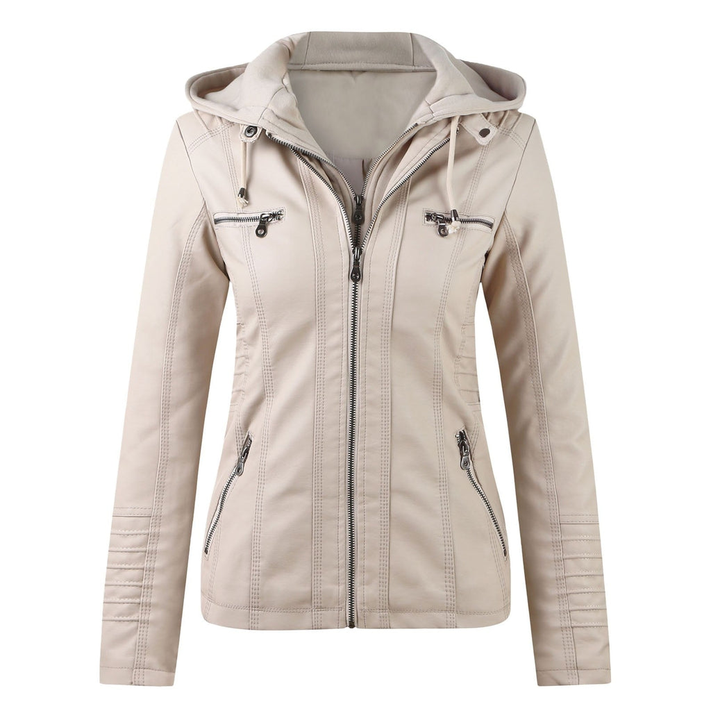 Modern Leather Jacket with Hood