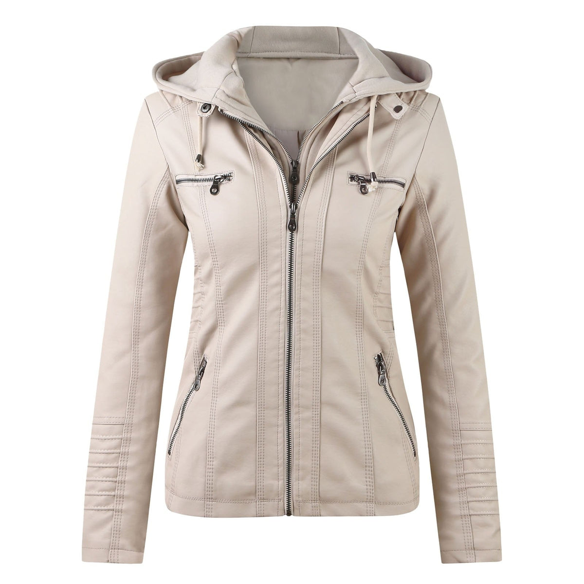 Modern Leather Jacket with Hood