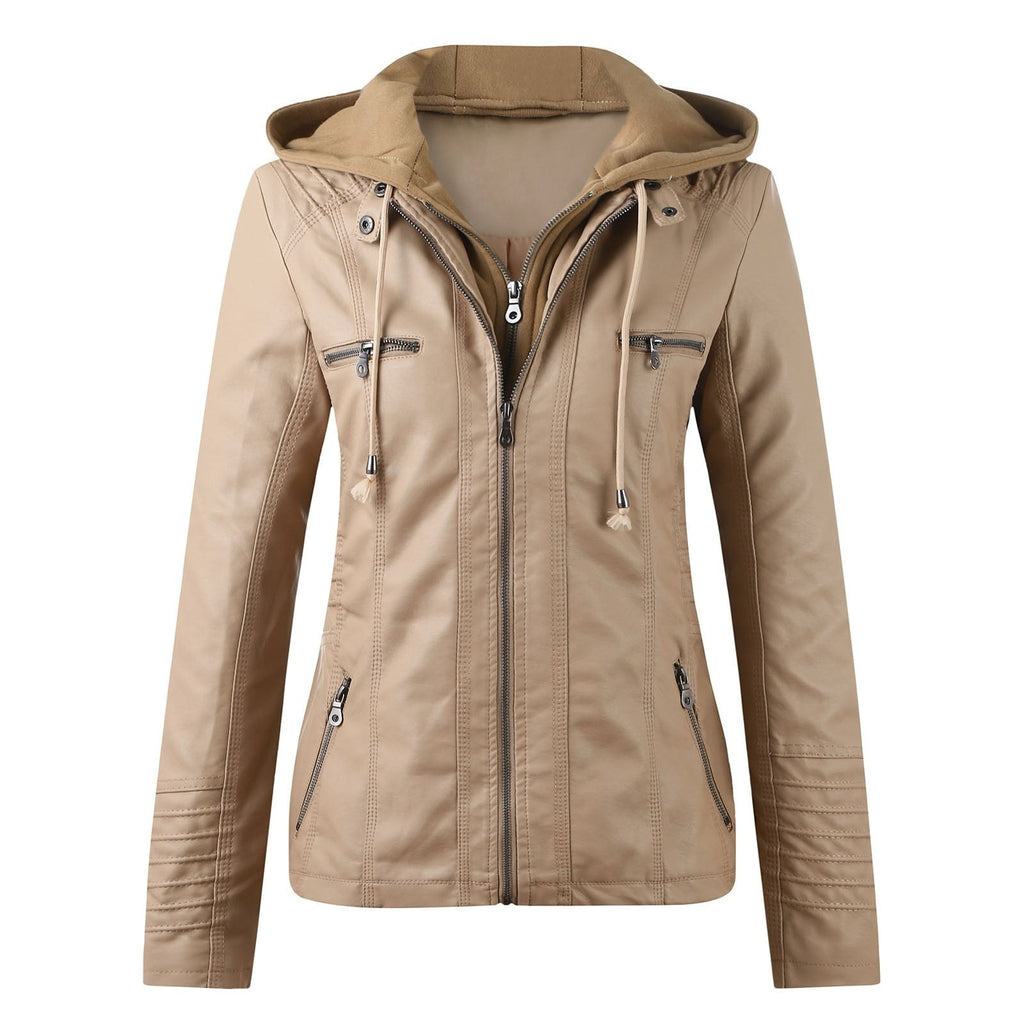 Modern Leather Jacket with Hood