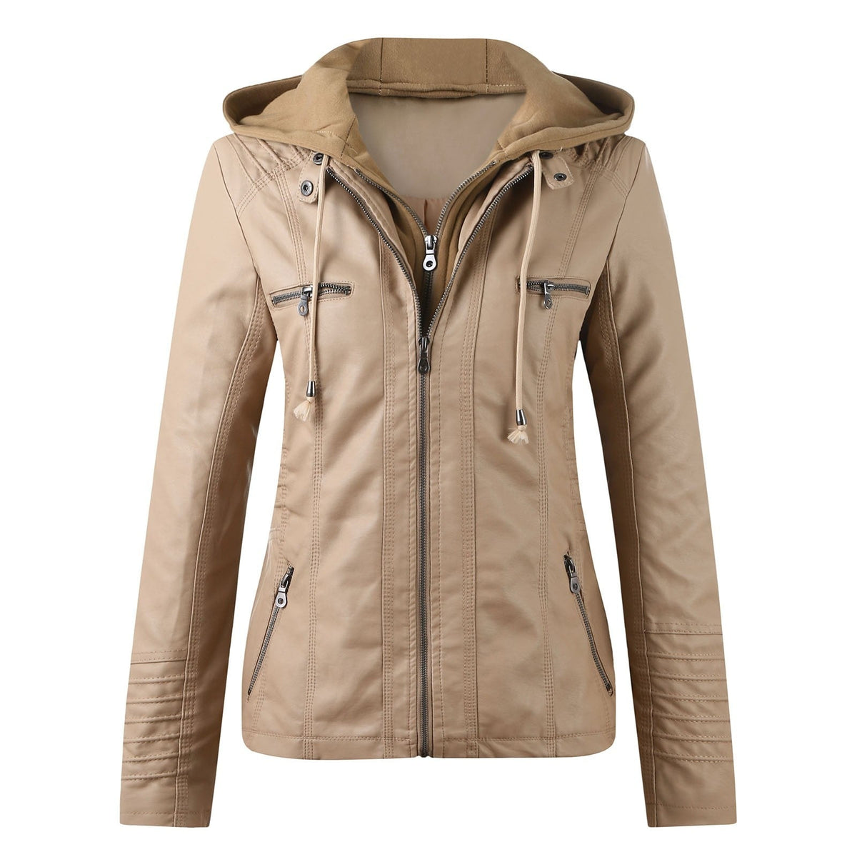 Modern Leather Jacket with Hood