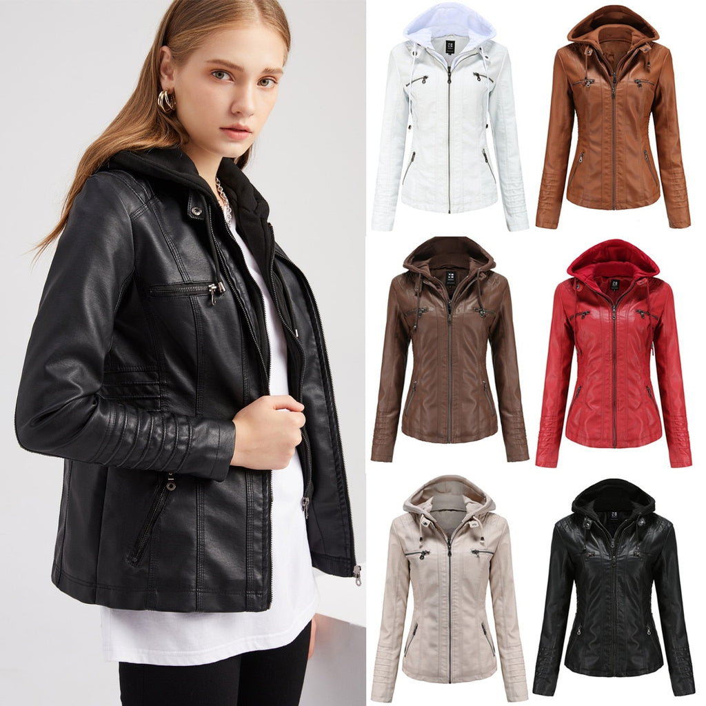 Modern Leather Jacket with Hood