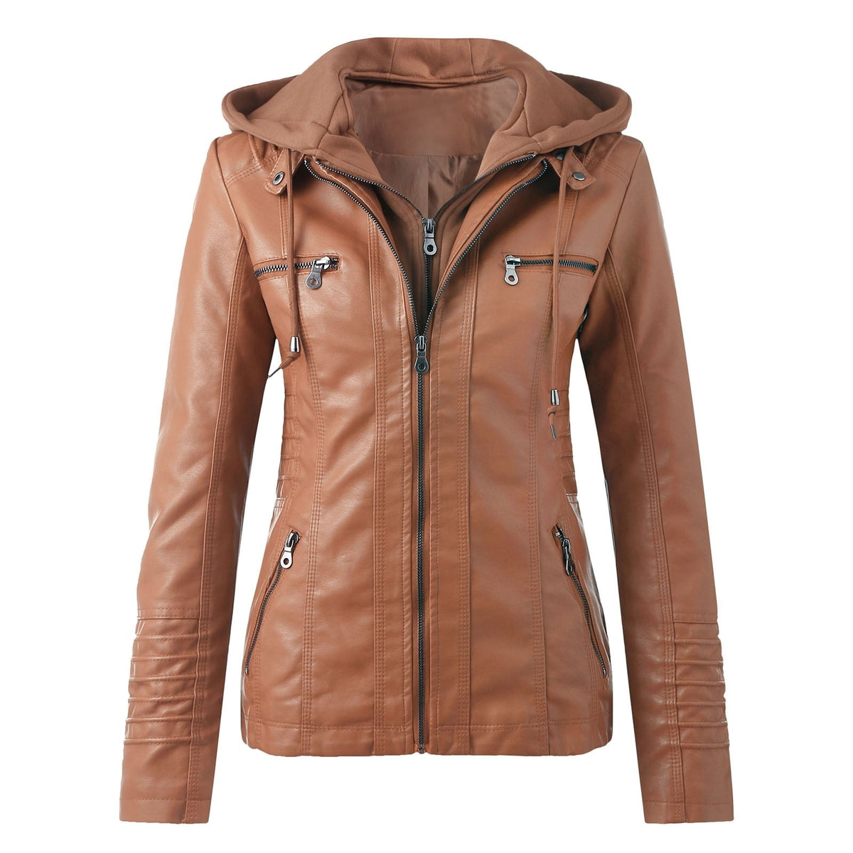 Modern Leather Jacket with Hood