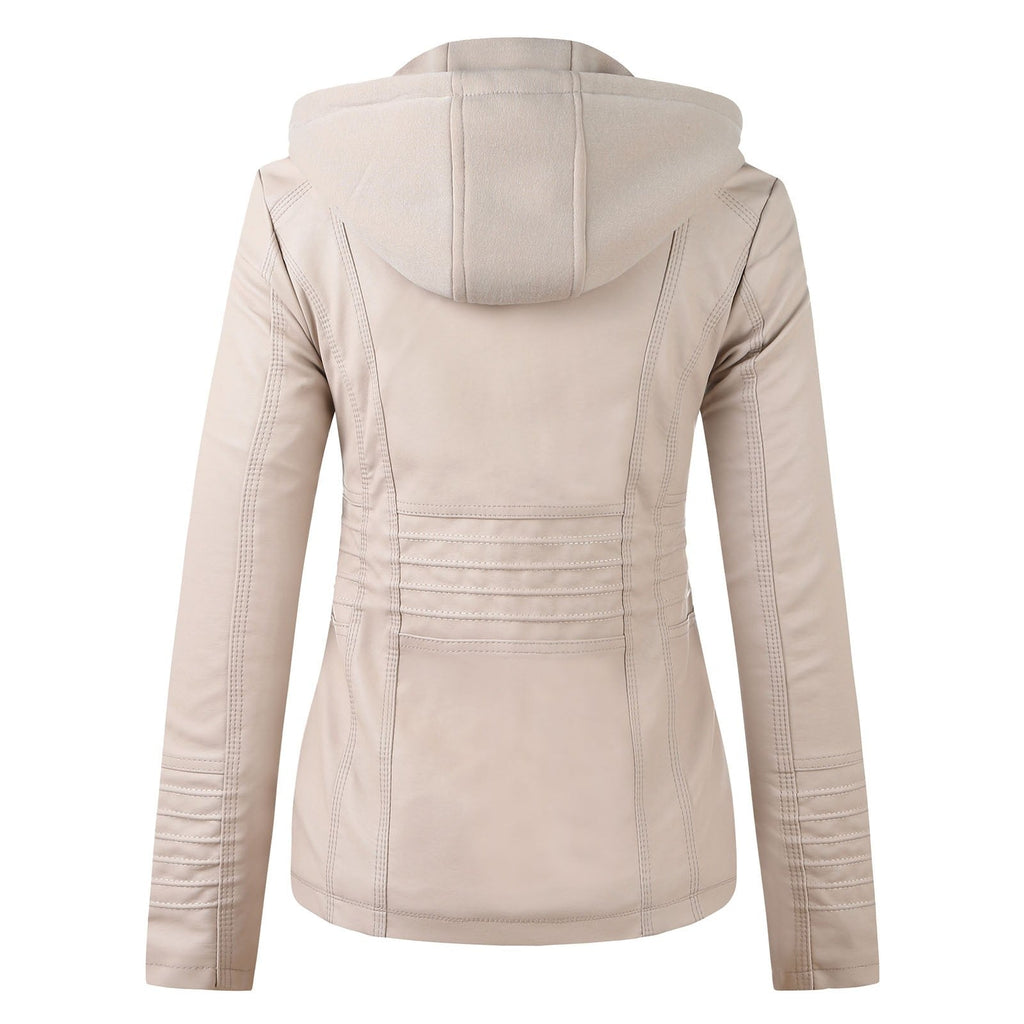 Modern Leather Jacket with Hood