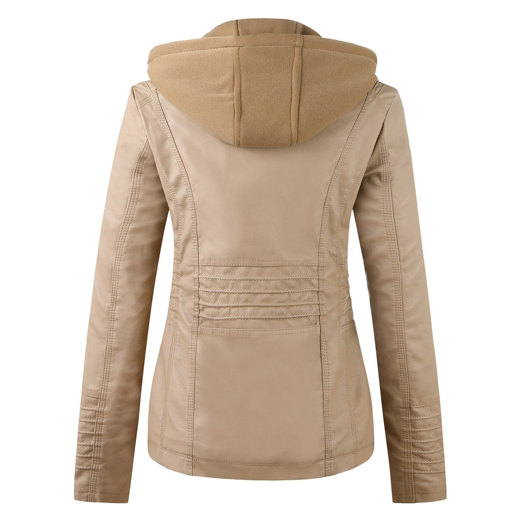 Modern Leather Jacket with Hood
