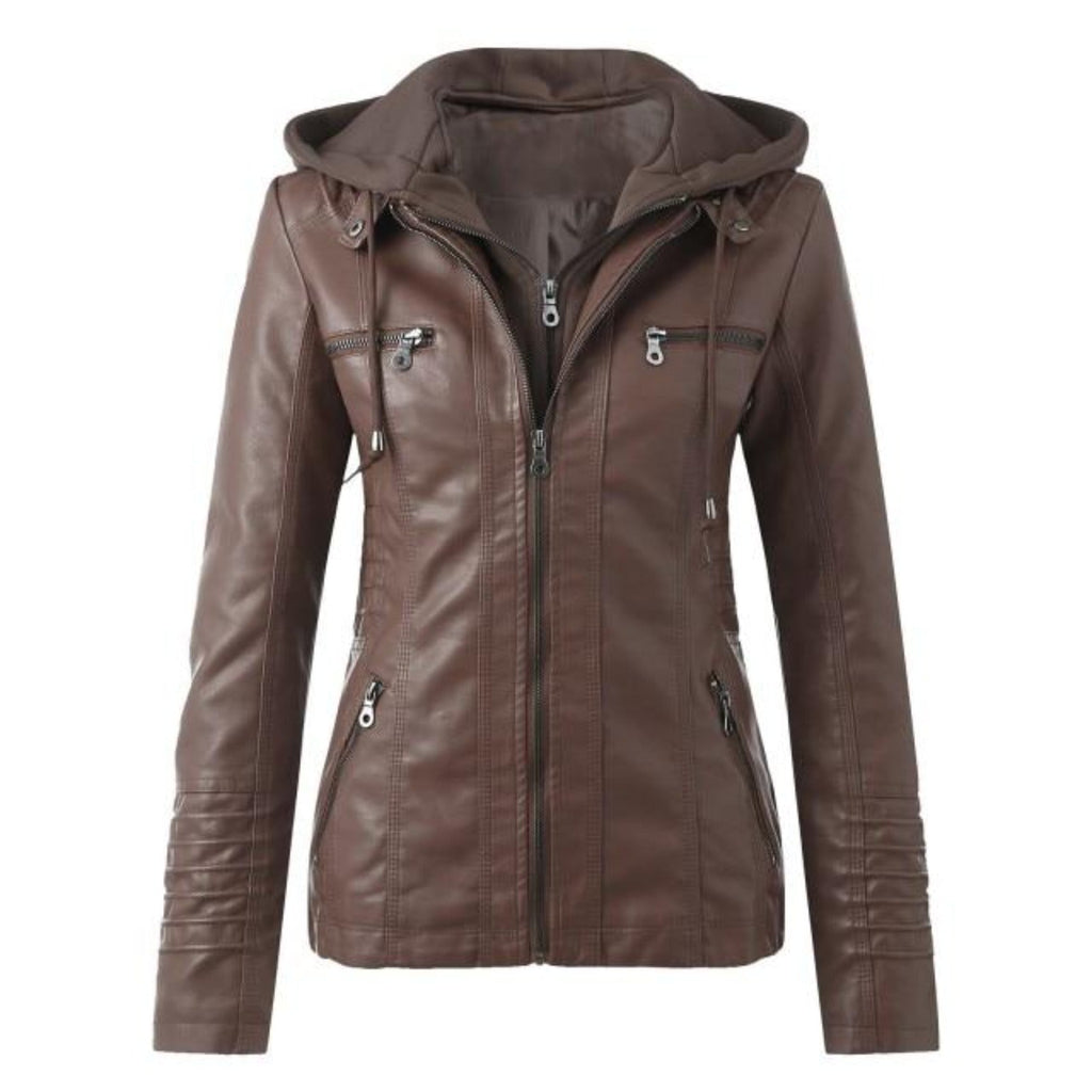 Modern Leather Jacket with Hood