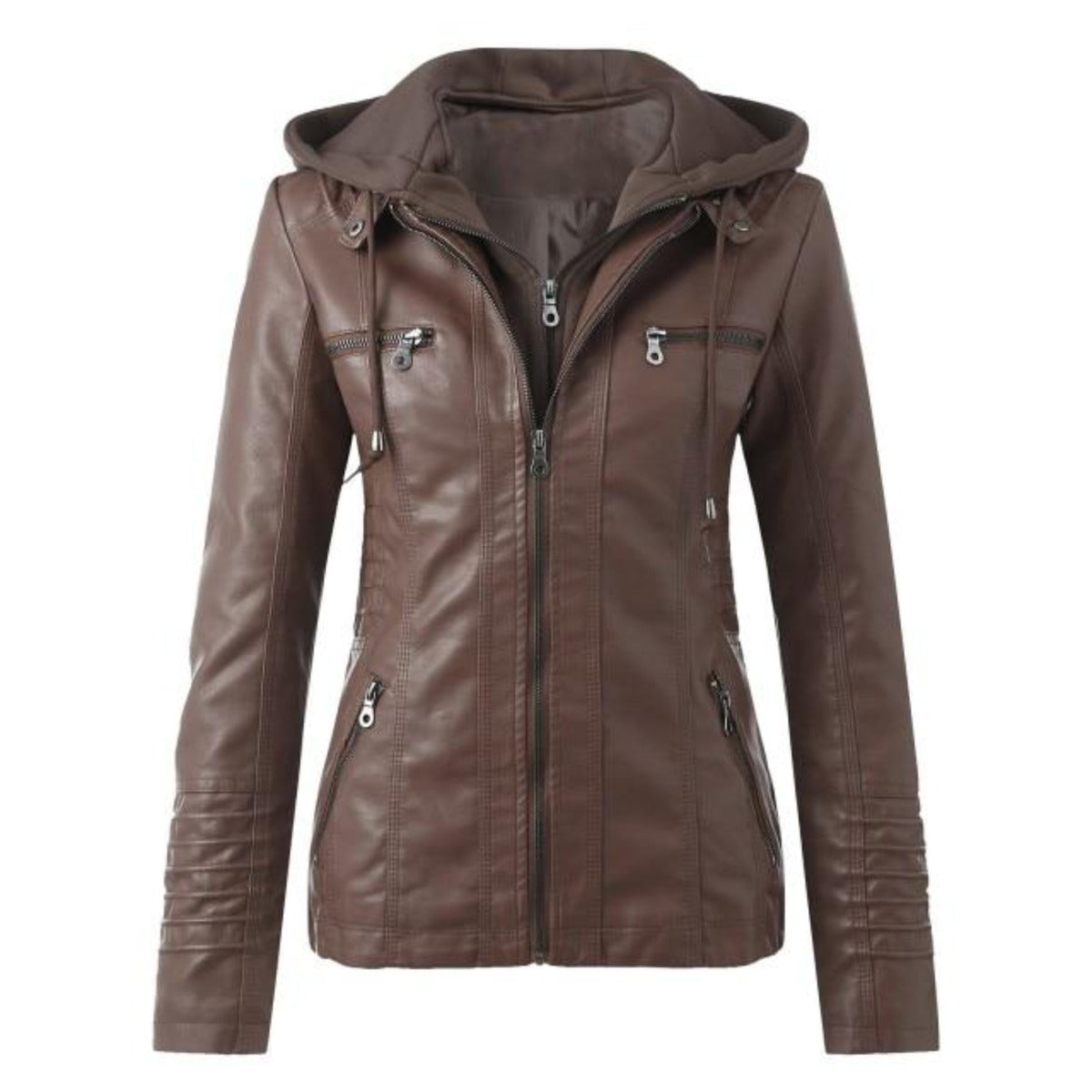 Modern Leather Jacket with Hood