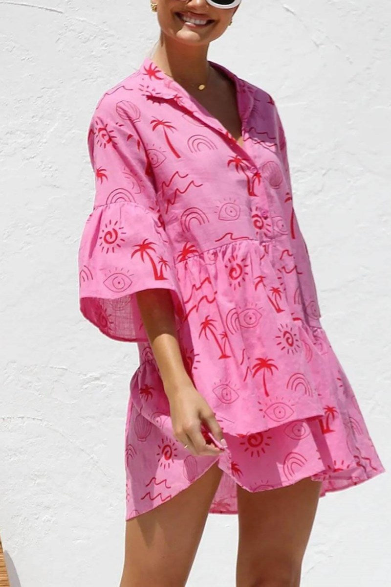 Modern Ethnic Style Loose Shirt Short Dress