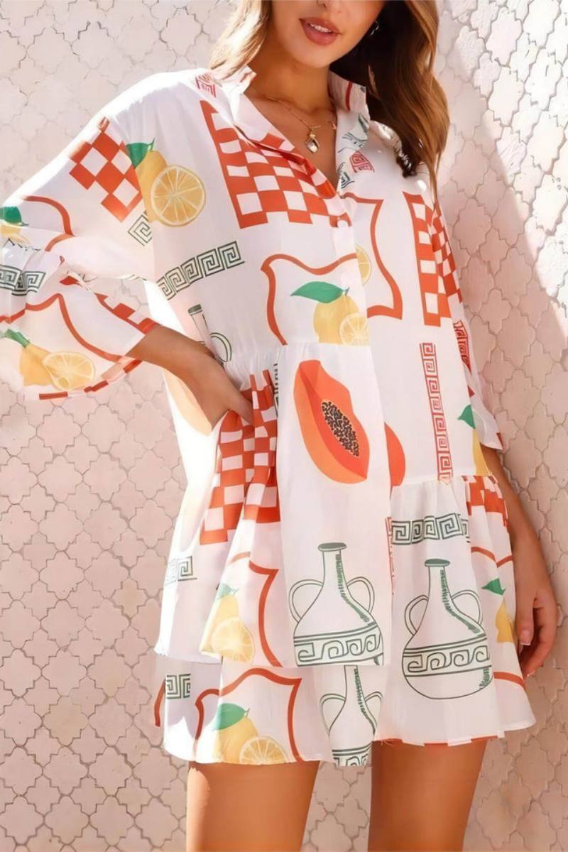 Modern Ethnic Style Loose Shirt Short Dress