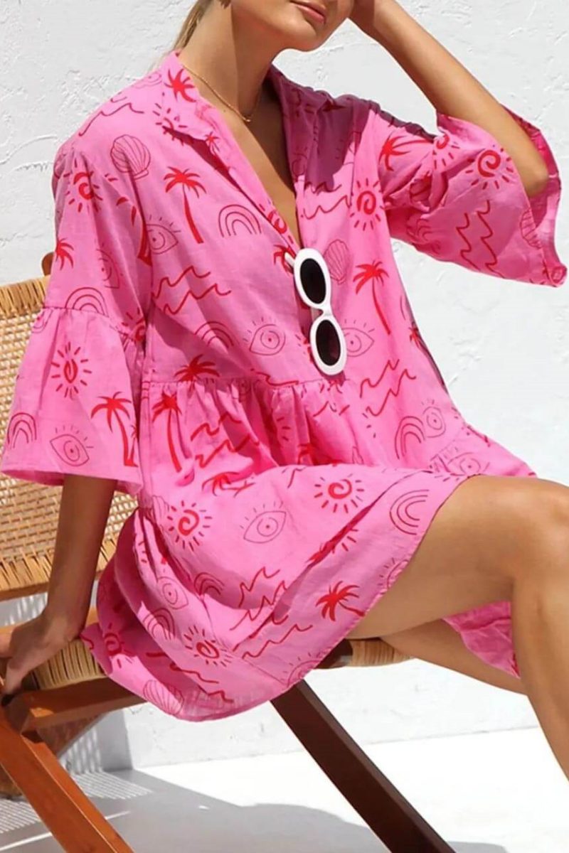 Modern Ethnic Style Loose Shirt Short Dress