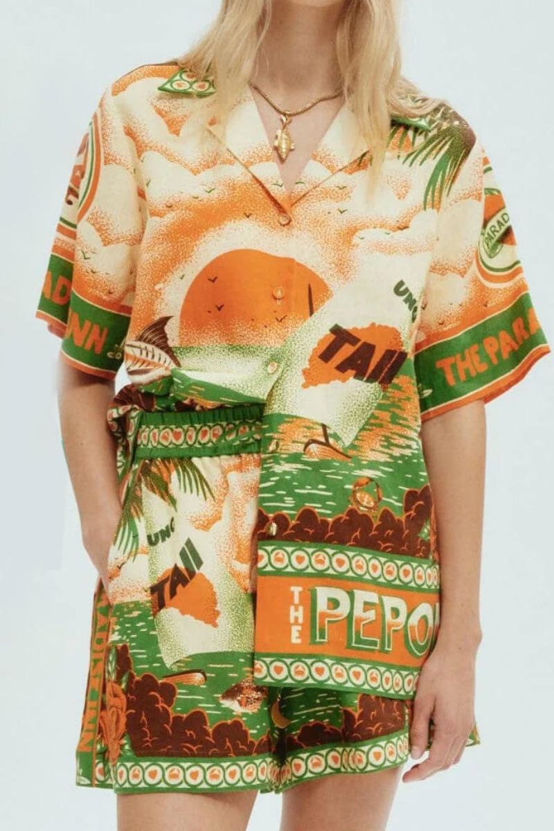 Distinctive Patterned Sunny Afternoon Patterned Shorts Two-Piece Set
