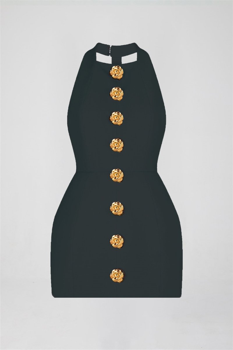 Rebecca Halter Open-Back Mini-Length Dress
