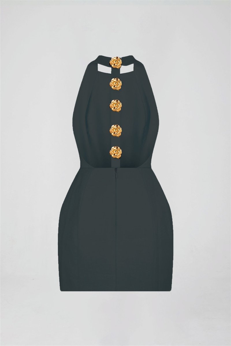 Rebecca Halter Open-Back Mini-Length Dress