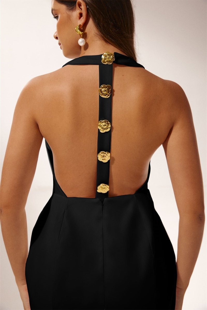 Rebecca Halter Open-Back Mini-Length Dress