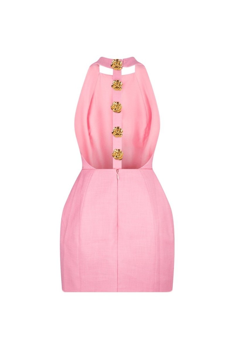 Rebecca Halter Open-Back Mini-Length Dress