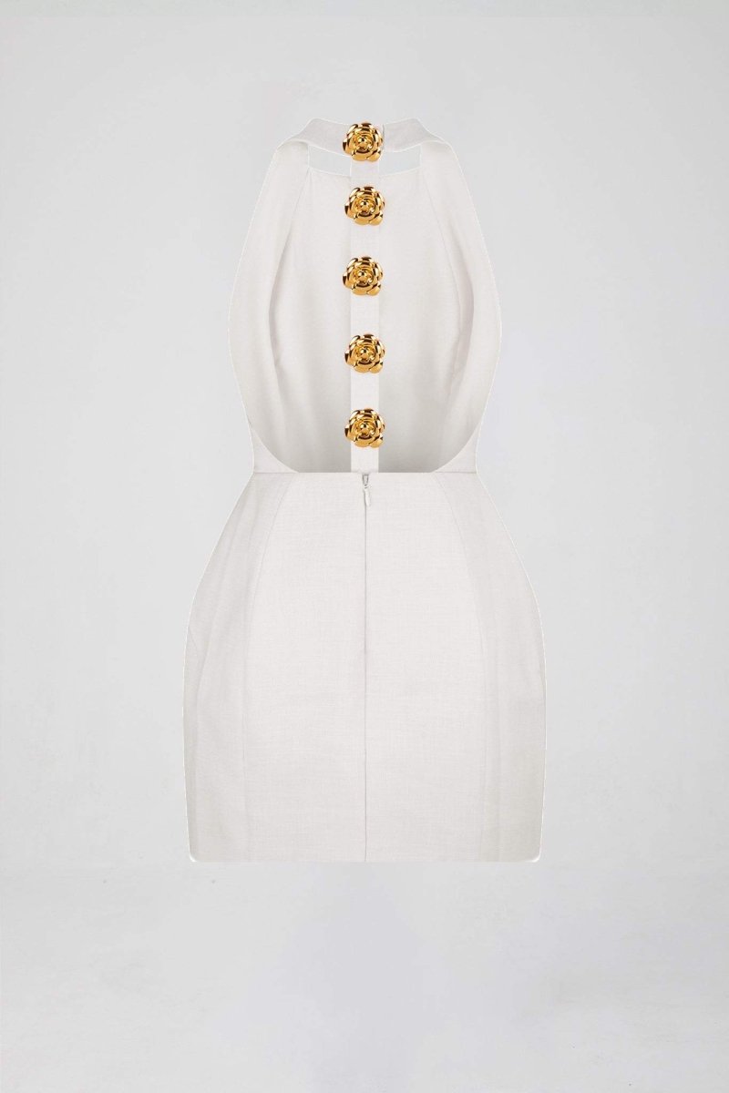 Rebecca Halter Open-Back Mini-Length Dress