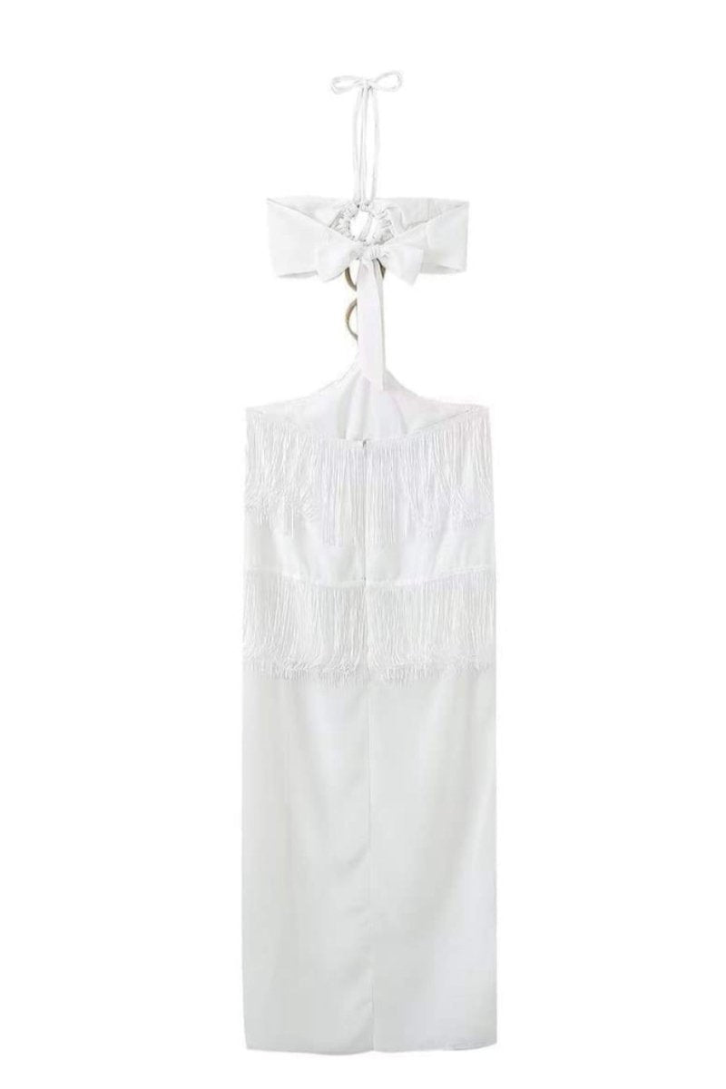 Rebecca Halterneck Tassel Maxi-Length Dress