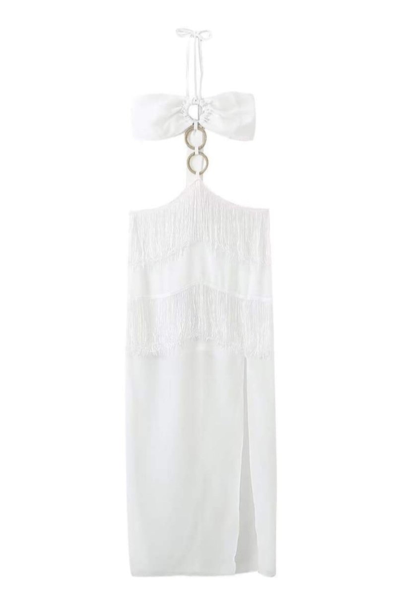 Rebecca Halterneck Tassel Maxi-Length Dress