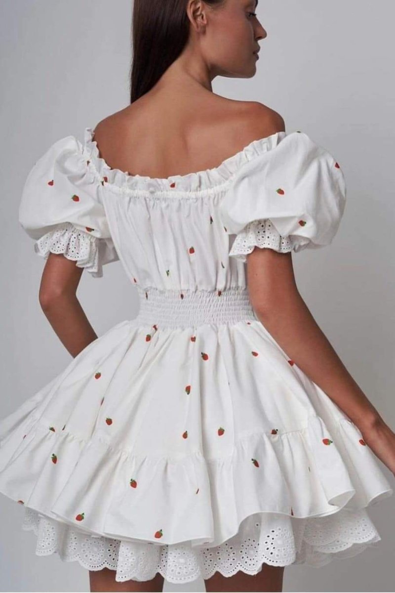 Rebecca Patterned Puff Sleeve Mini-Length Dress